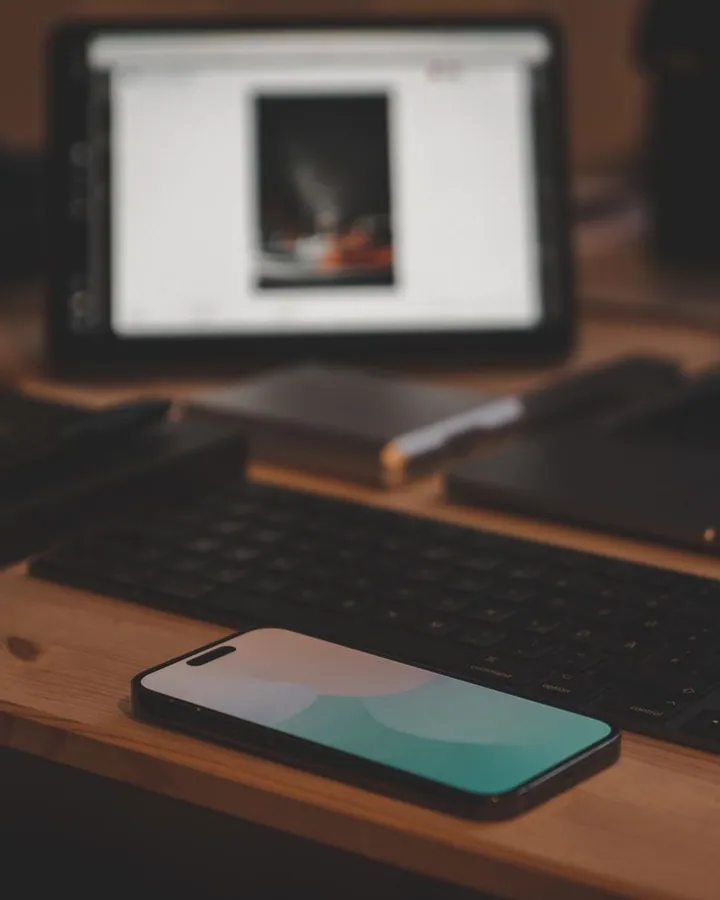 Laptop, tablet and smartphone on a desk
