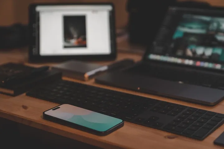 Laptop, tablet and smartphone on a desk